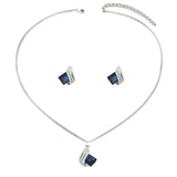 Stainless Steel Crystal Geometric Earrings and Necklace Jewelry Set - Trendsi - Flyclothing LLC