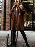 Full Size Casual Hooded Zip-Up Longline Outerwear Plus Size - Trendsi - Flyclothing LLC