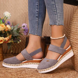 Round Toe Wedge Sandals - Trendsi - Flyclothing LLC