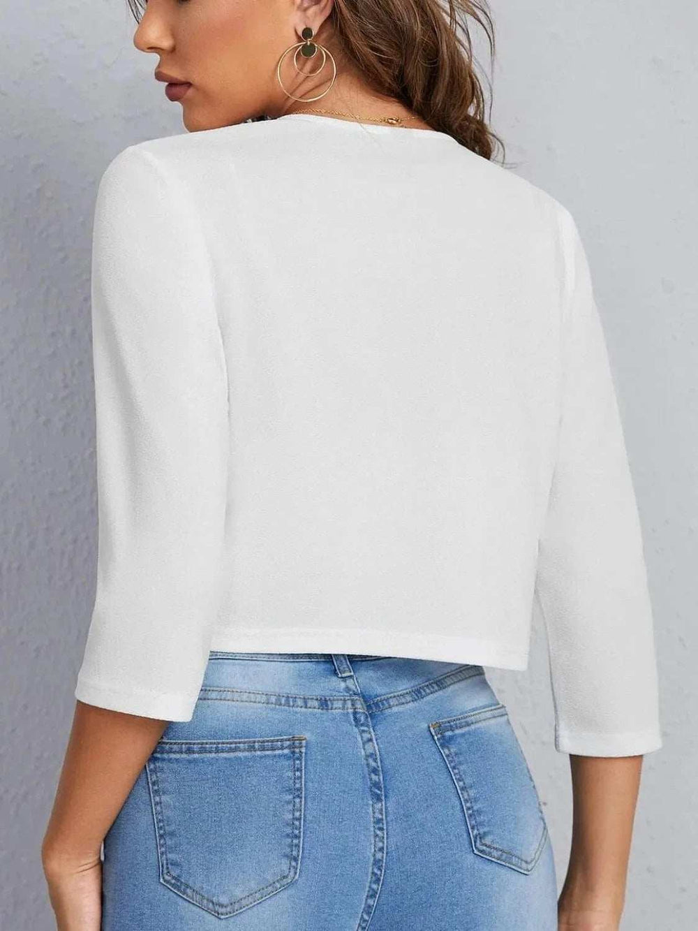 Open Front 3/4 Sleeve Blazer - Trendsi - Flyclothing LLC