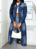 Distressed Button Up Collared Neck Denim Top - Trendsi - Flyclothing LLC