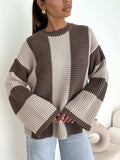 Color Block Long Sleeve Sweater - Trendsi - Flyclothing LLC