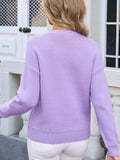 Bow Graphic Round Neck Long Sleeve Sweater - Trendsi - Flyclothing LLC