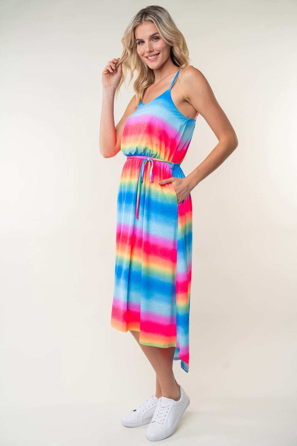 White Birch Full Size Ombre Striped Midi Cami Dress - Trendsi - Flyclothing LLC