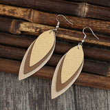 PU Leather Leaf Shape Earrings - Trendsi - Flyclothing LLC