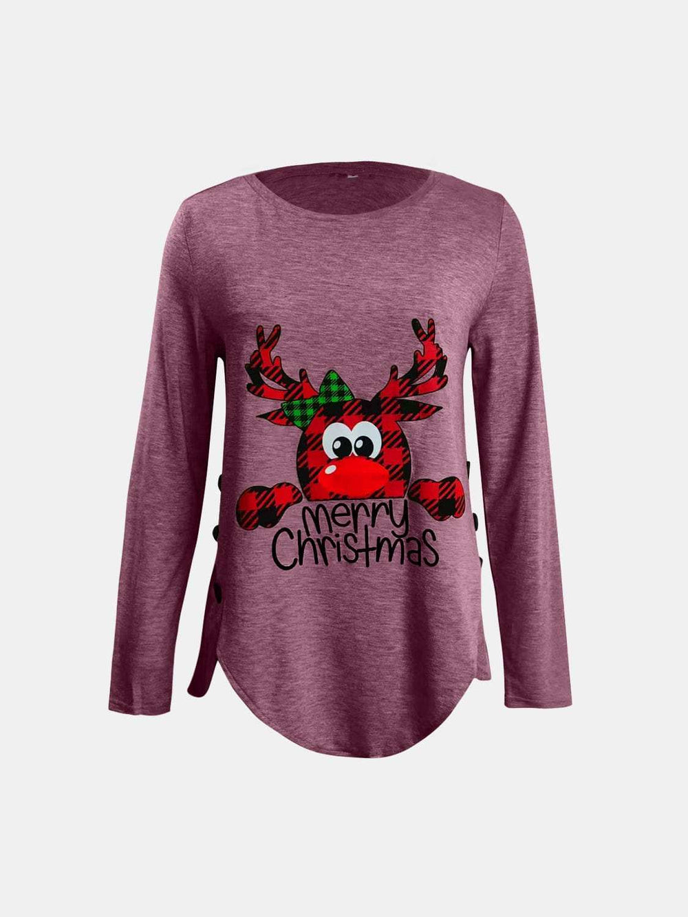 Full Size Reindeer Round Neck Long Sleeve T-Shirt - Trendsi - Flyclothing LLC