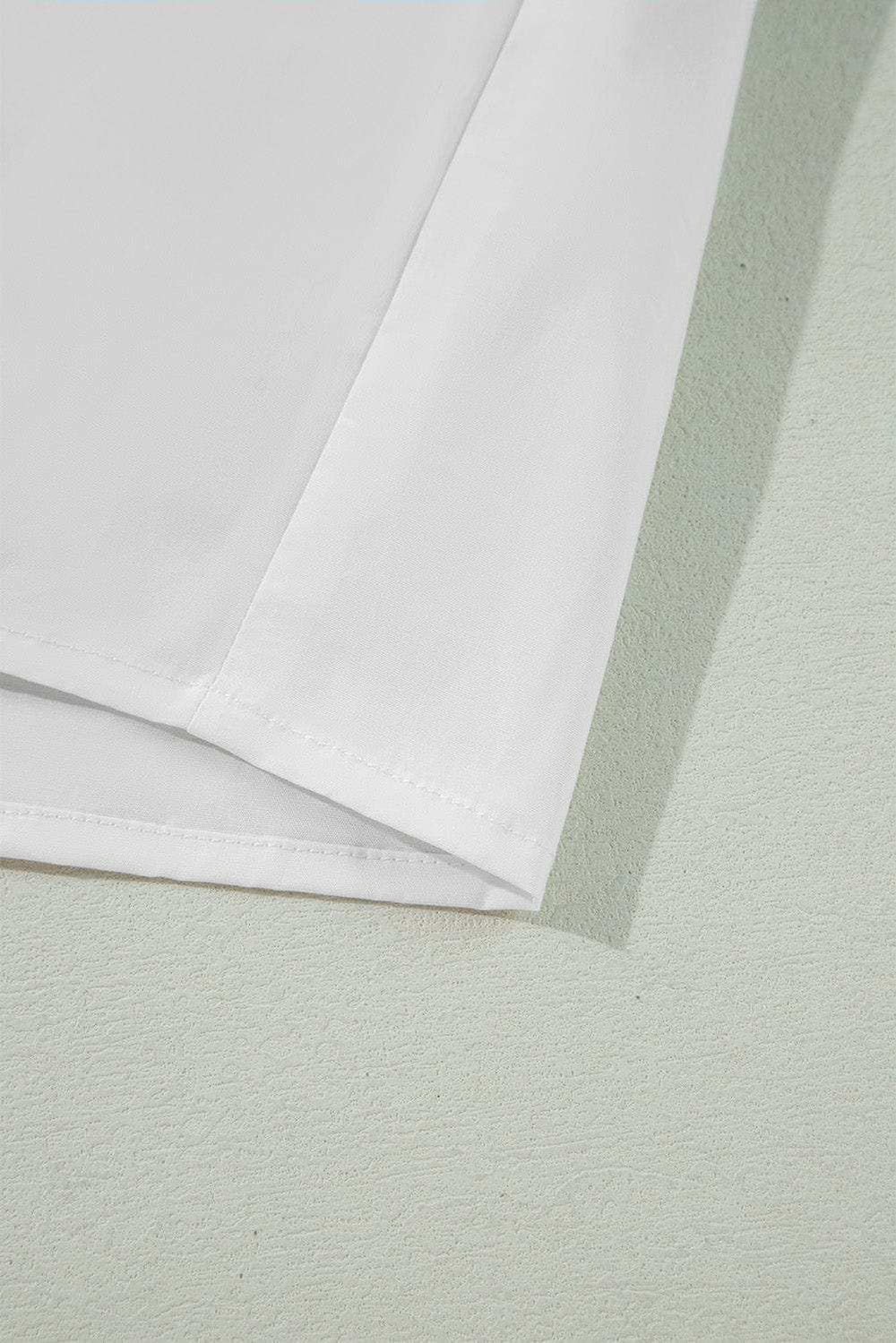 Ribbon Bowtie Collared Neck Flounce Sleeve Shirt - Trendsi - Flyclothing LLC