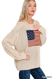 Zenana American Flag Crew Neck Sweater - Trendsi - Flyclothing LLC