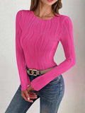 Textured Round Neck Long Sleeve Top - Trendsi - Flyclothing LLC