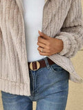 Full Size Zip-Up Long Sleeve Texture Jacket Plus Size - Trendsi - Flyclothing LLC