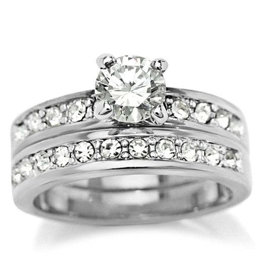 8X002 - Rhodium Brass Ring with AAA Grade CZ in Clear - Alamode - Flyclothing LLC