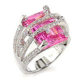 8X013 - Rhodium 925 Sterling Silver Ring with AAA Grade CZ in Rose - Alamode - Flyclothing LLC