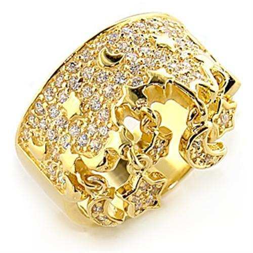 8X014 - Gold 925 Sterling Silver Ring with AAA Grade CZ in Clear - Alamode - Flyclothing LLC