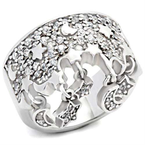 8X015 - Rhodium 925 Sterling Silver Ring with AAA Grade CZ in Clear - Alamode - Flyclothing LLC