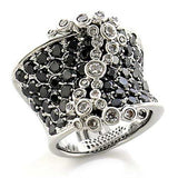 8X139 - Rhodium Brass Ring with AAA Grade CZ in Jet - Alamode - Flyclothing LLC