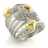 8X149 - Gold+Rhodium Brass Ring with AAA Grade CZ in Clear - Alamode - Flyclothing LLC