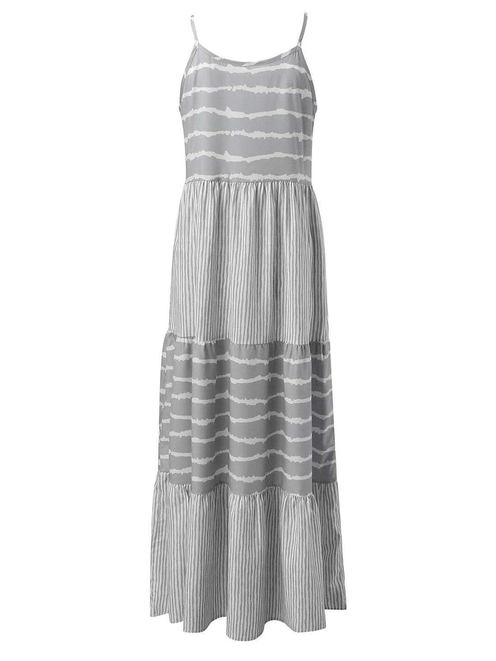Tiered Striped Sleeveless Cami Dress - Trendsi - Flyclothing LLC