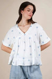 VERY J Flower Embroidered Woven Blouse - Trendsi - Flyclothing LLC