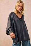 BiBi Mineral Washed French Terry Oversized Sweatshirt - Trendsi - Flyclothing LLC