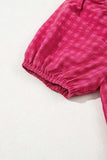 SYNZ Gingham Check Bubble Sleeve Ruffled Maxi Dress - Trendsi - Flyclothing LLC