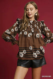 Umgee Full Size Mix Floral Smocked Ruffle Blouse Plus Size - Trendsi - Flyclothing LLC