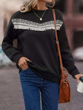 Fringe Trim Crew Neck Sweatshirt - Trendsi - Flyclothing LLC