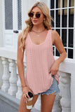Eyelet Scoop Neck Wide Strap Tank - Trendsi - Flyclothing LLC