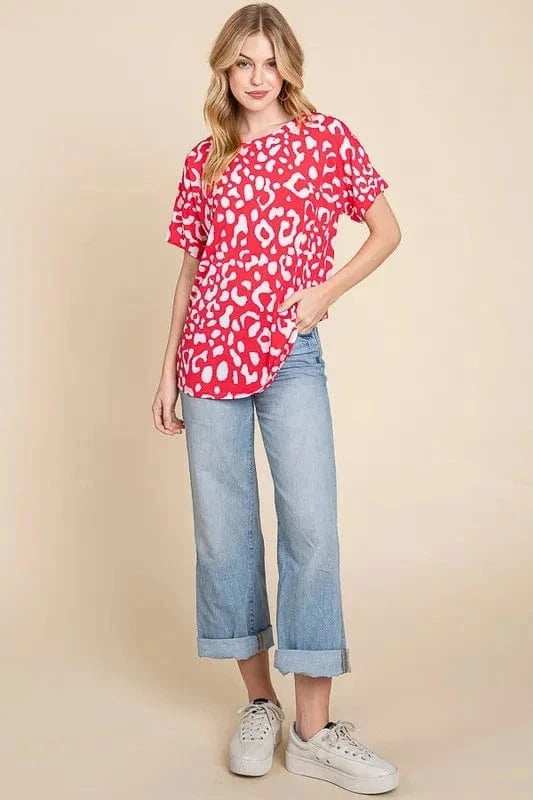 BOMBOM Animal Print Stretchy T-Shirt - Trendsi - Flyclothing LLC