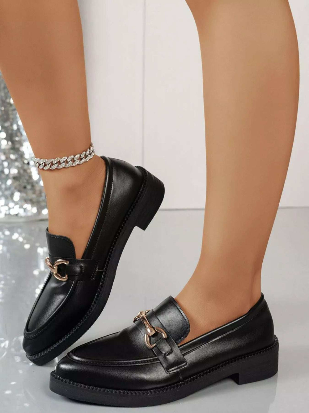 Point Toe Block Heels Loafers - Trendsi - Flyclothing LLC