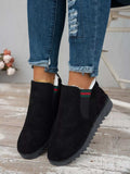 Black Suede Ankle Boots with Designer Stripe Detail - Trendsi - Flyclothing LLC