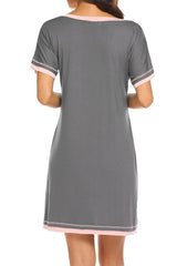 Contrast Trim Short Sleeve Lounge Dress