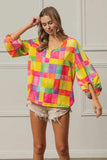 BiBi Multi Block Bubble Pop Ballon Top - Trendsi - Flyclothing LLC