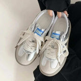 Contrast Round Toe Flat Sneakers - Trendsi - Flyclothing LLC