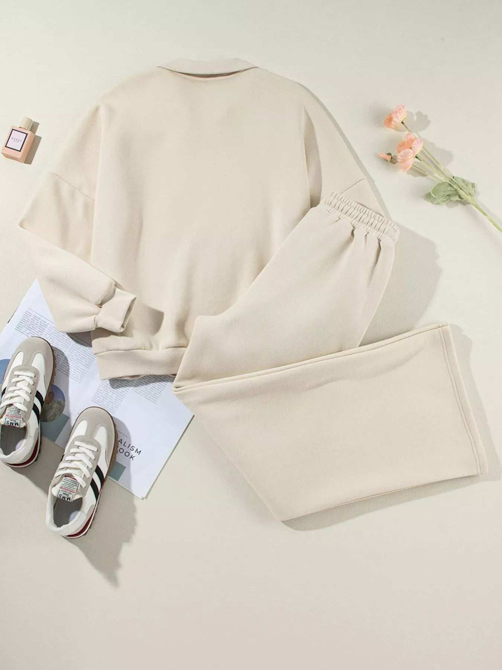 Drop Shoulder Zip Up Jacket and Drawstring Pants Active 2pcs Set - Trendsi - Flyclothing LLC