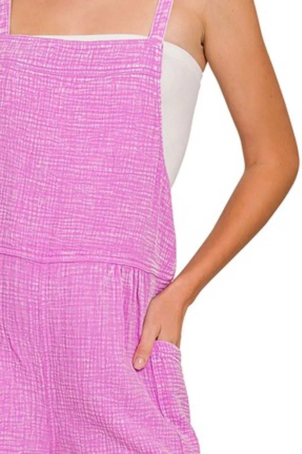 Zenana Washed Double Gauze Tie Back Rompers - Trendsi - Flyclothing LLC