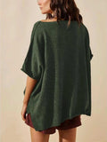 Oversized Round Neck Drop-Shoulder T-Shirt - Trendsi - Flyclothing LLC