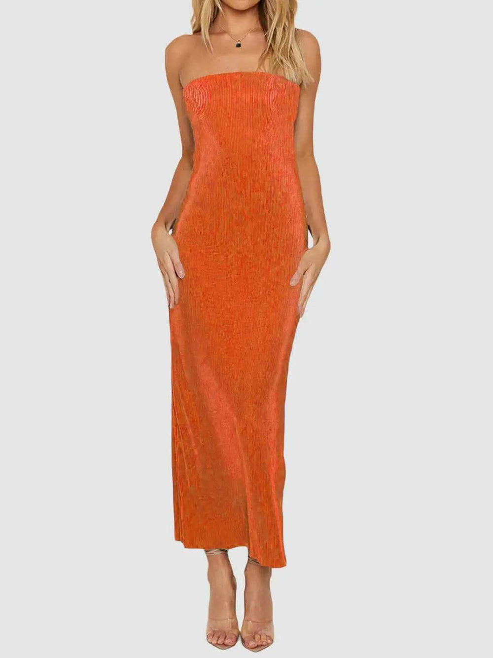 Lace-Up Back Tube Maxi Dress - Trendsi - Flyclothing LLC