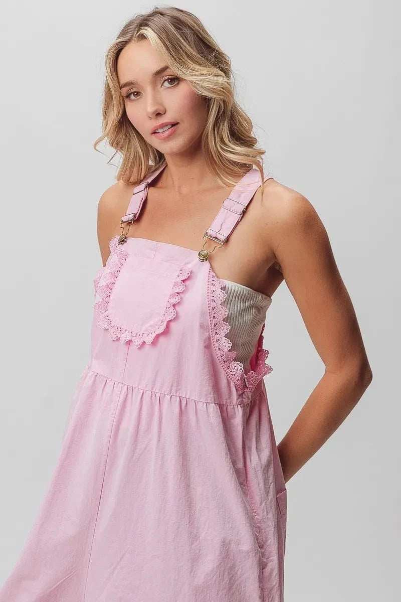 BiBi Lace Edge Detail Wide Leg Overall - Trendsi - Flyclothing LLC