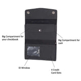 Black Trifold Long Chain Biker Leather Wallet - Unik Just for Bikers - Flyclothing LLC