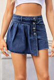 Raw Hem Denim skort - Trendsi - Flyclothing LLC