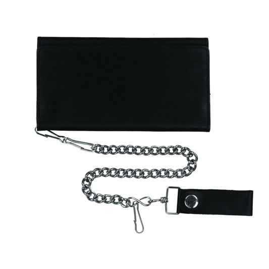 Black Trifold Leather Wallet - Unik Just for Bikers - Flyclothing LLC