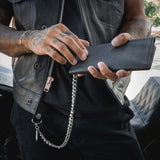 Black Trifold Leather Wallet - Unik Just for Bikers - Flyclothing LLC