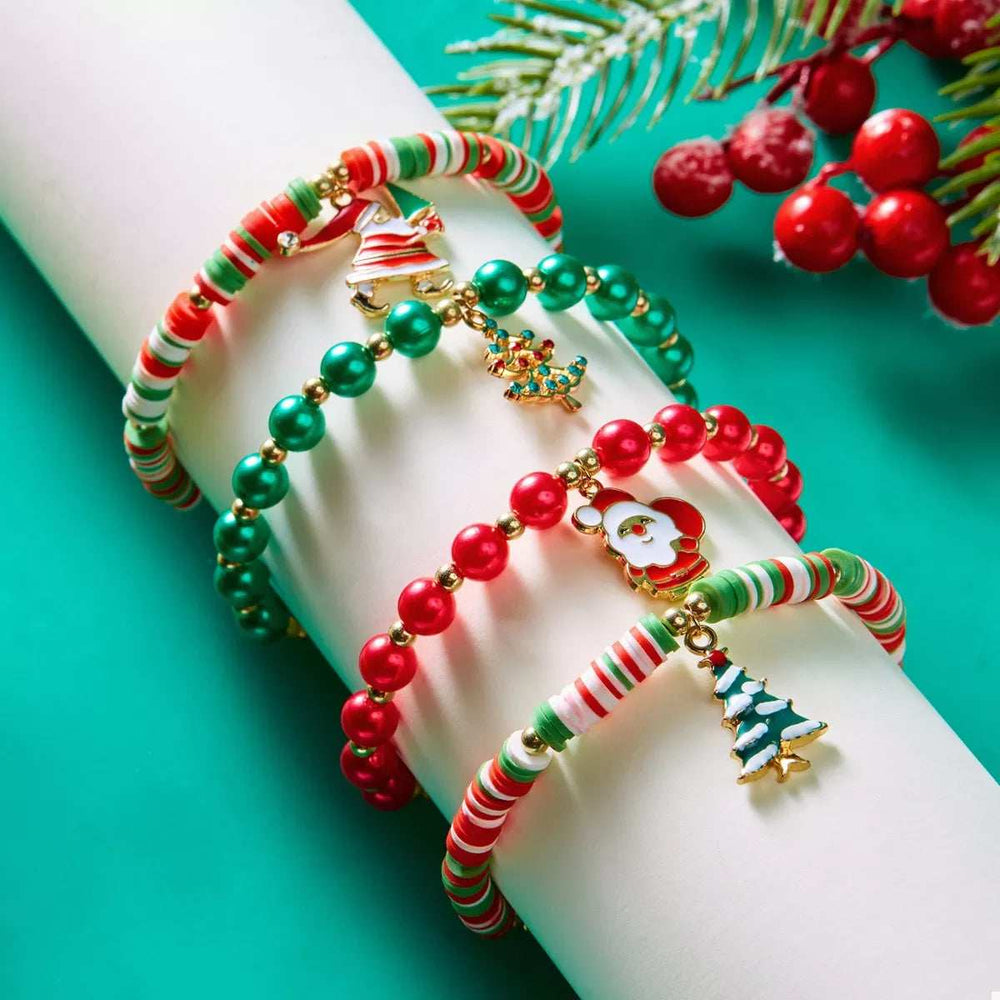 Christmas Beaded Charm Bracelet - Trendsi - Flyclothing LLC