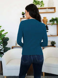 Ruched Mock Neck Long Sleeve T-Shirt - Trendsi - Flyclothing LLC