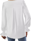 V-Neck Long Sleeve Ruffle Cuff Blouse - Trendsi - Flyclothing LLC