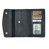Black Snap Closure Biker Leather Wallet - Unik Just for Bikers - Flyclothing LLC