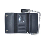 Black Snap Closure Biker Leather Wallet - Unik Just for Bikers - Flyclothing LLC