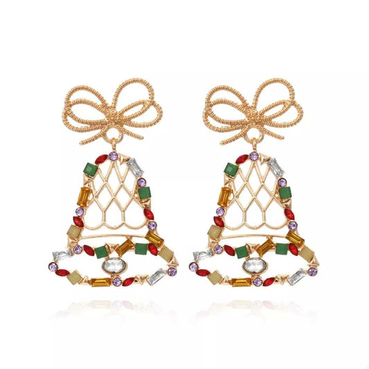18K Gold-Plated Christmas Bell Dangle Earrings - Trendsi - Flyclothing LLC