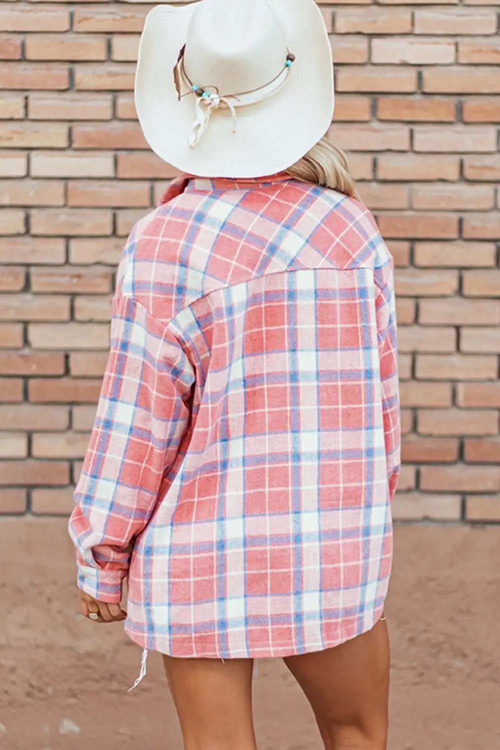 Plaid Button Up Long Sleeve Shacket - Trendsi - Flyclothing LLC