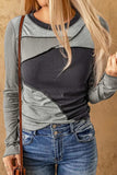 Exposed Seam Contrast Round Neck Long Sleeve T-Shirt - Trendsi - Flyclothing LLC